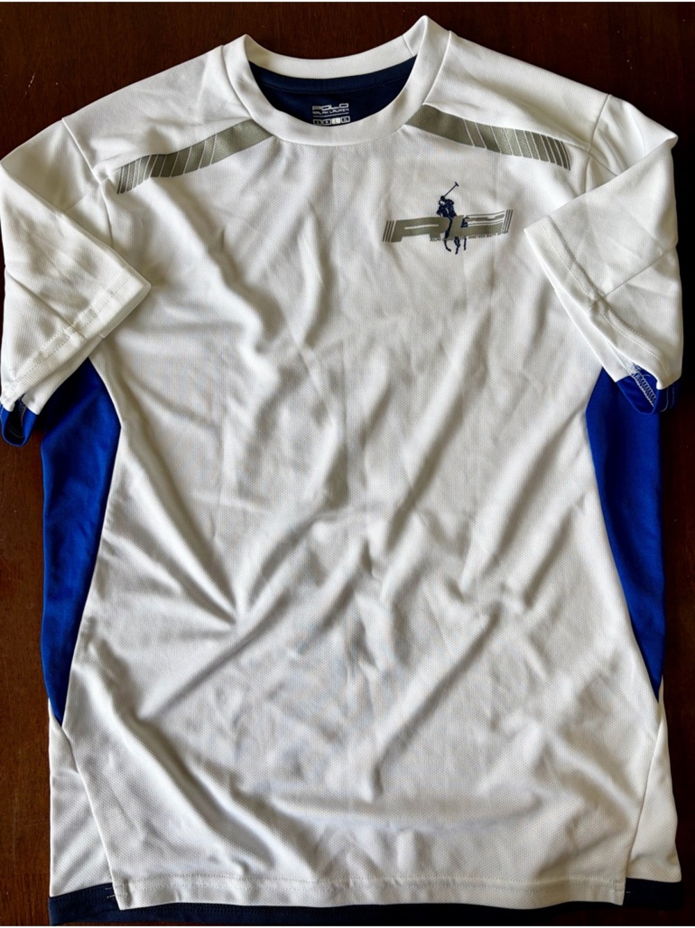 Polo by Ralph Lauren White and Blue Men’s Athletic Short Sleeve Tee
